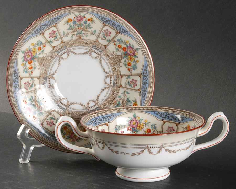 Hazelemere Footed Cream Soup Bowl & Saucer Set by Minton-1
