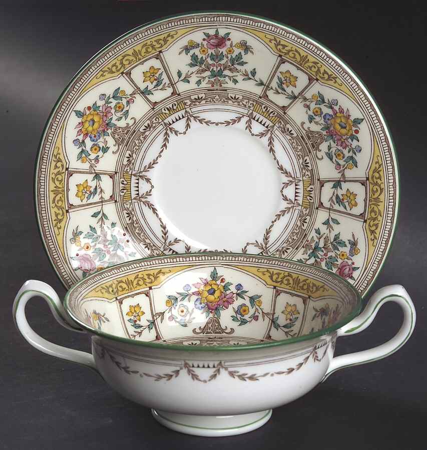 Hazelmere Footed Cream Soup Bowl & Saucer Set by Minton-1