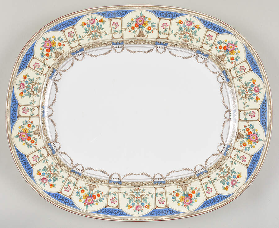 Hazelemere Blue 16" Oval Serving Platter by Minton-1