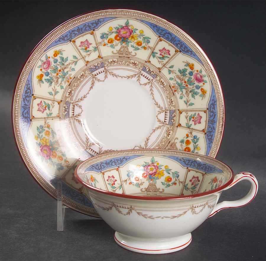Hazelemere Blue Footed Cup & Saucer Set by Minton-1