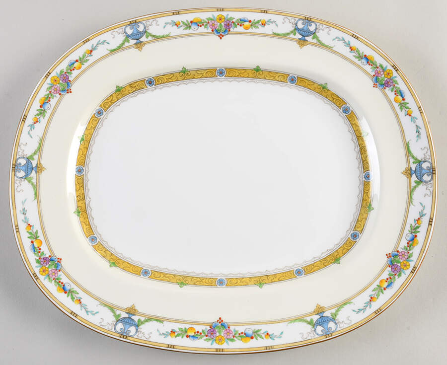 Helena Yellow (Dark) 15" Oval Serving Platter by Minton-1