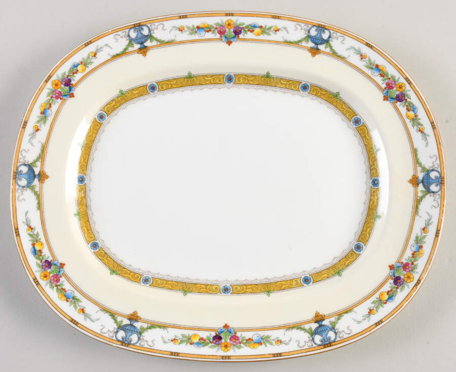 Helena Yellow (Dark) 13" Oval Serving Platter by Minton-1