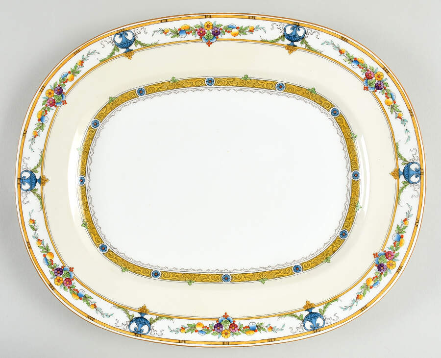 Helena Yellow (Dark) 14" Oval Serving Platter by Minton-1