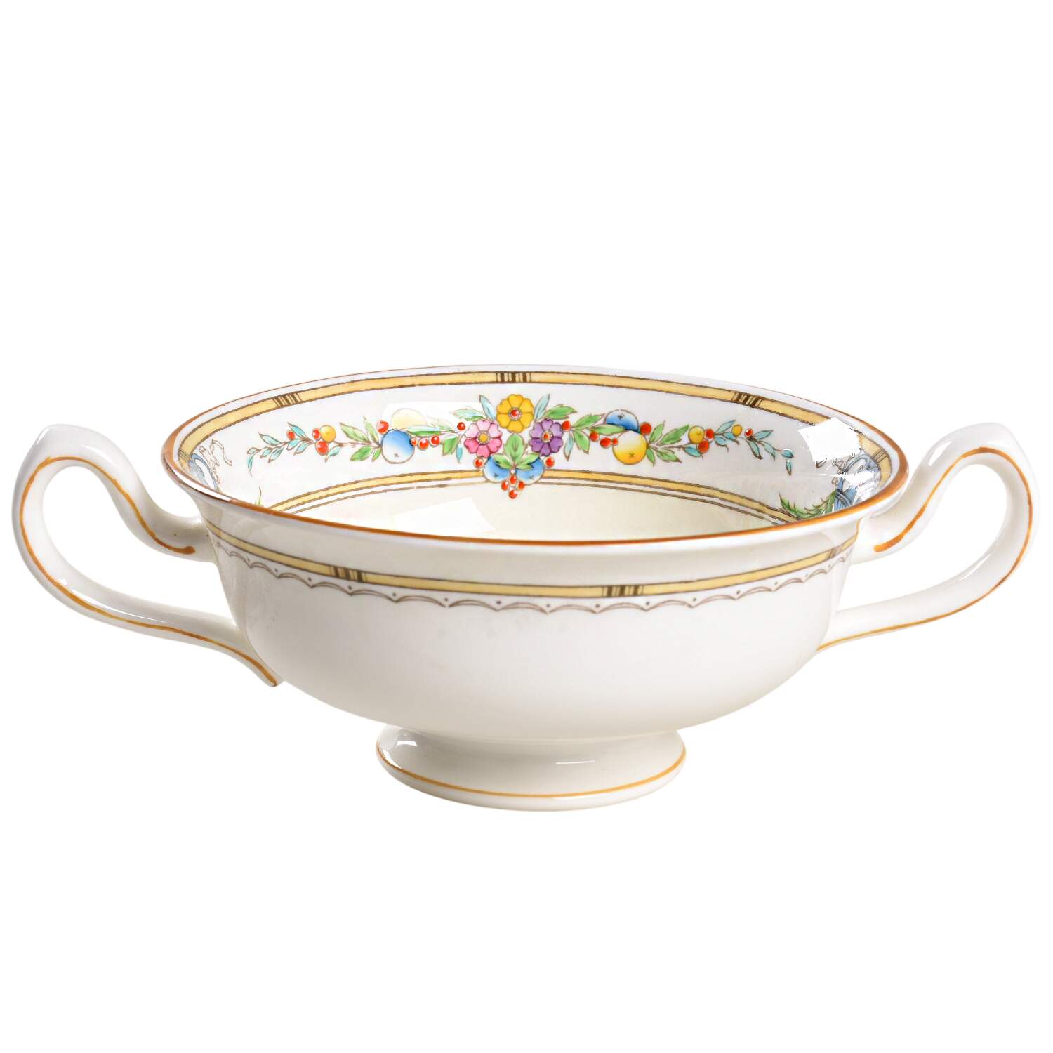 Helena Yellow (Dark) Footed Cream Soup Bowl by Minton-1