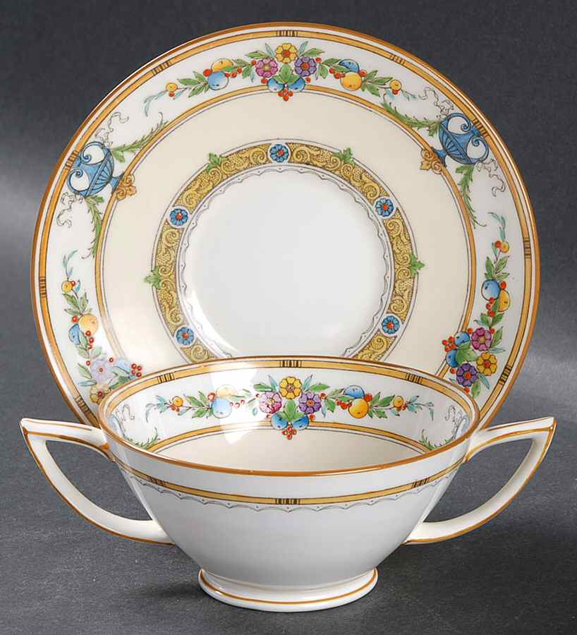 Helena Yellow (Dark) Footed Bouillon Cup & Saucer by Minton-1