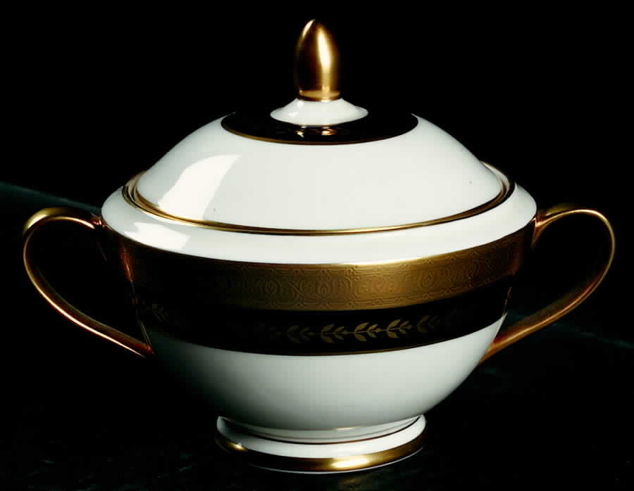Imperial Gold Cobalt & Gold Sugar Bowl & Lid by Minton-1