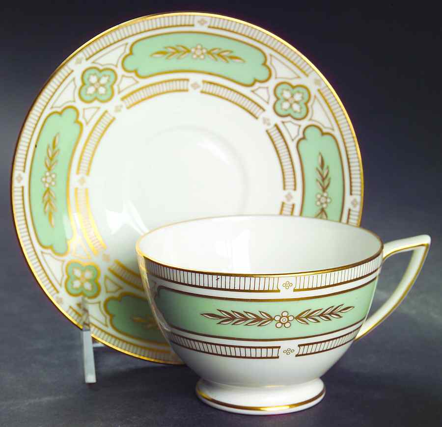 Imperial Jade Footed Cup & Saucer Set by Minton-1