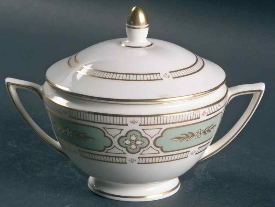 Imperial Jade Sugar Bowl & Lid by Minton-1