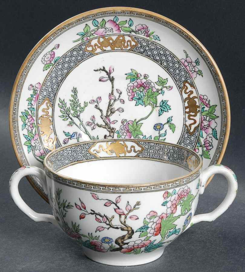 Indian Tree (Smooth) Flat Cream Soup Bowl & Saucer Set by Minton-1