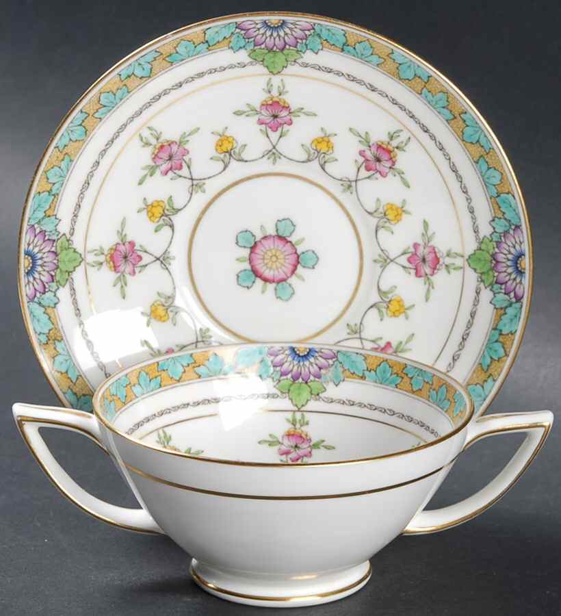 Iolanthe Footed Bouillon Cup & Saucer by Minton-1