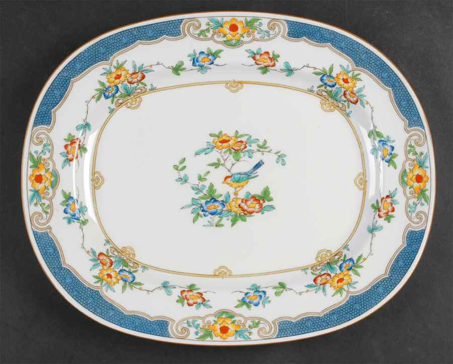 Isis Blue 13" Oval Serving Platter by Minton-1