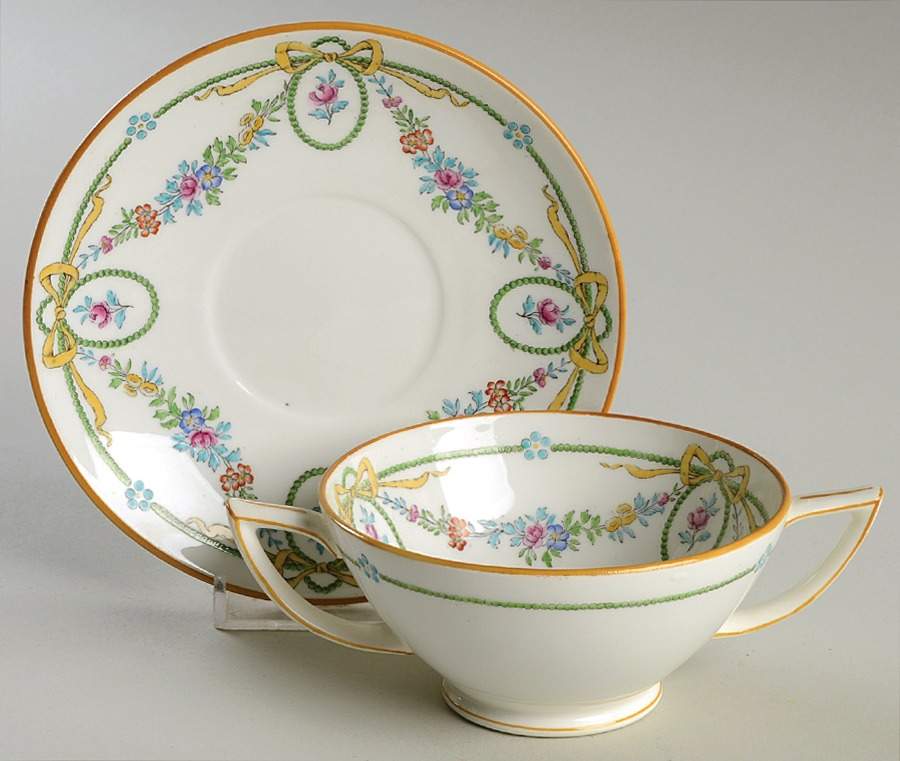 Ivanhoe Footed Bouillon Cup & Saucer by Minton-1
