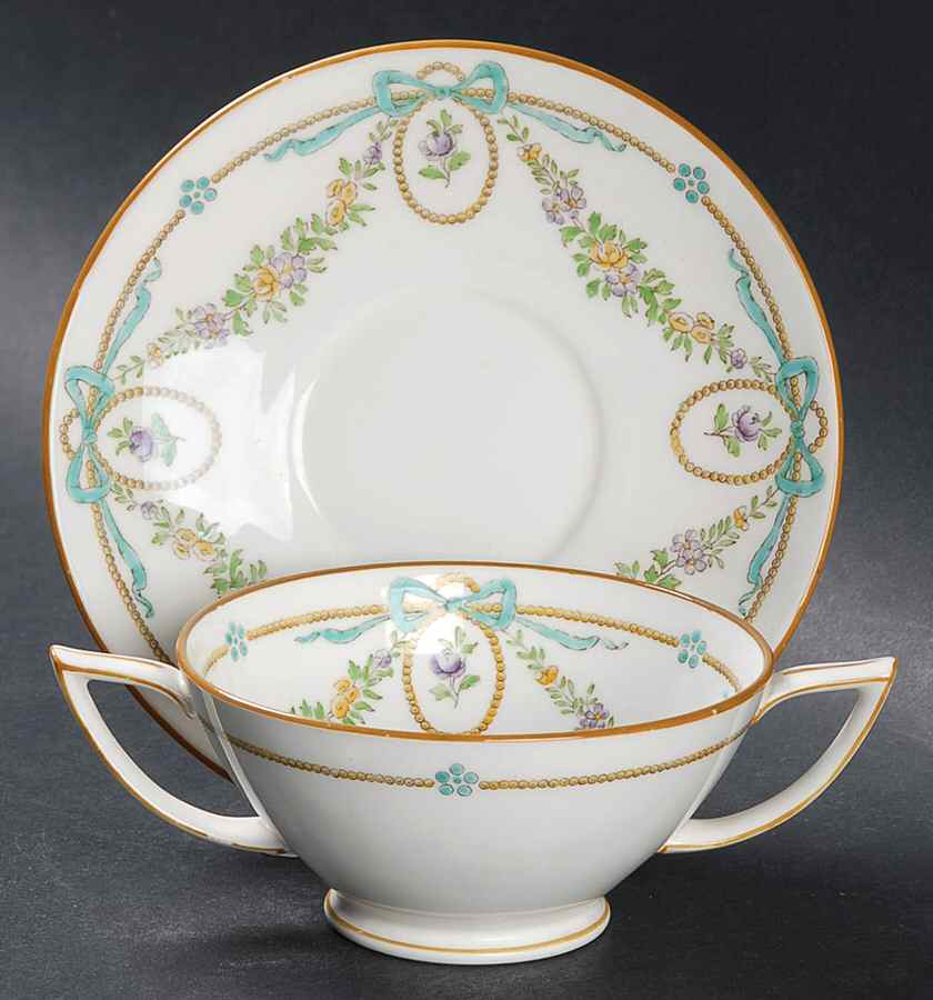 Ivanhoe Footed Bouillon Cup & Saucer by Minton-1