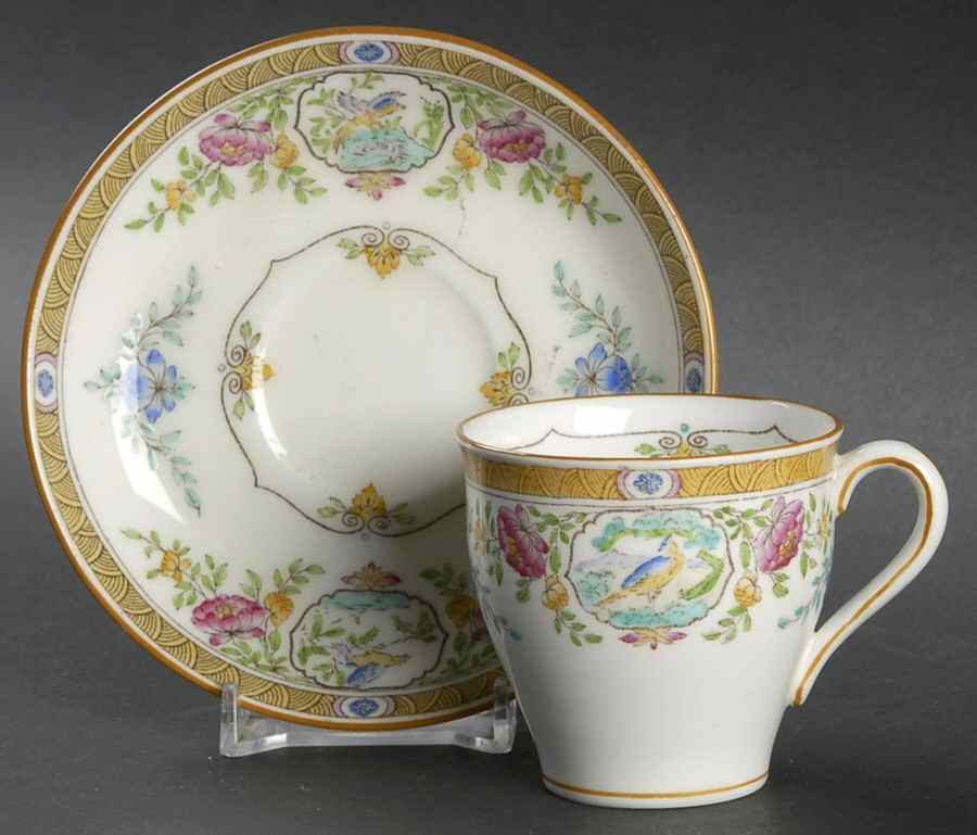 Japonica Flat Demitasse Cup & Saucer Set by Minton-1