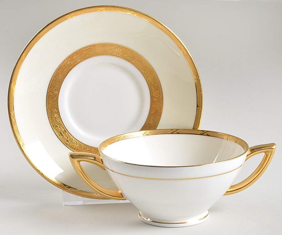K100 Footed Bouillon Cup & Saucer by Minton-1