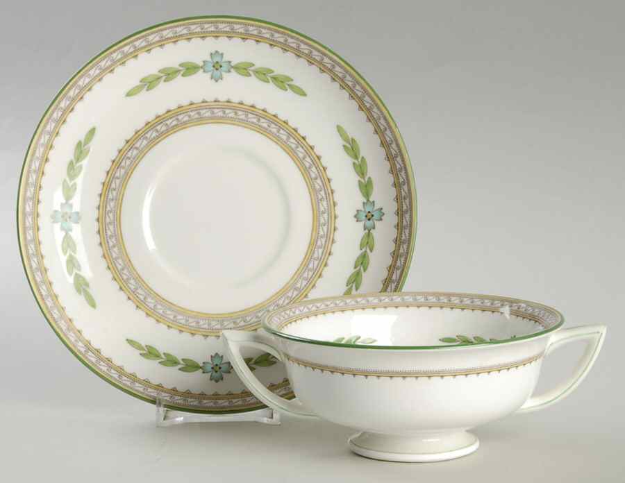 Kent Footed Cream Soup Bowl & Saucer Set by Minton-1