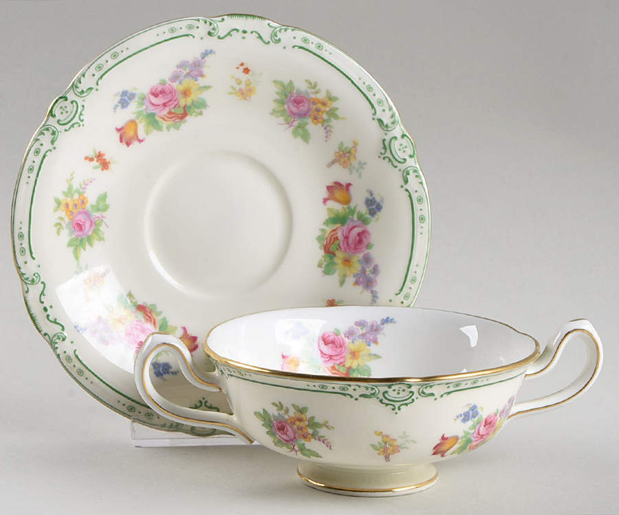 Lady Claire Footed Cream Soup Bowl & Saucer Set by Minton-1