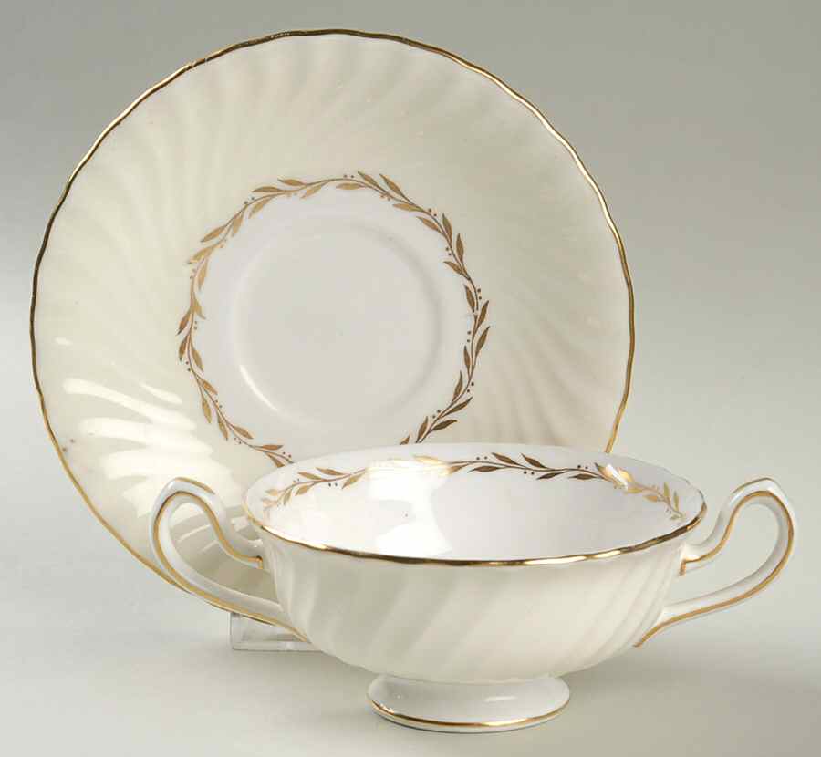 Lady Devonish Footed Cream Soup Bowl & Saucer Set by Minton-1
