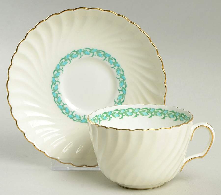 Lady Rodney (Cream Rim) Flat Cup & Saucer Set by Minton-1