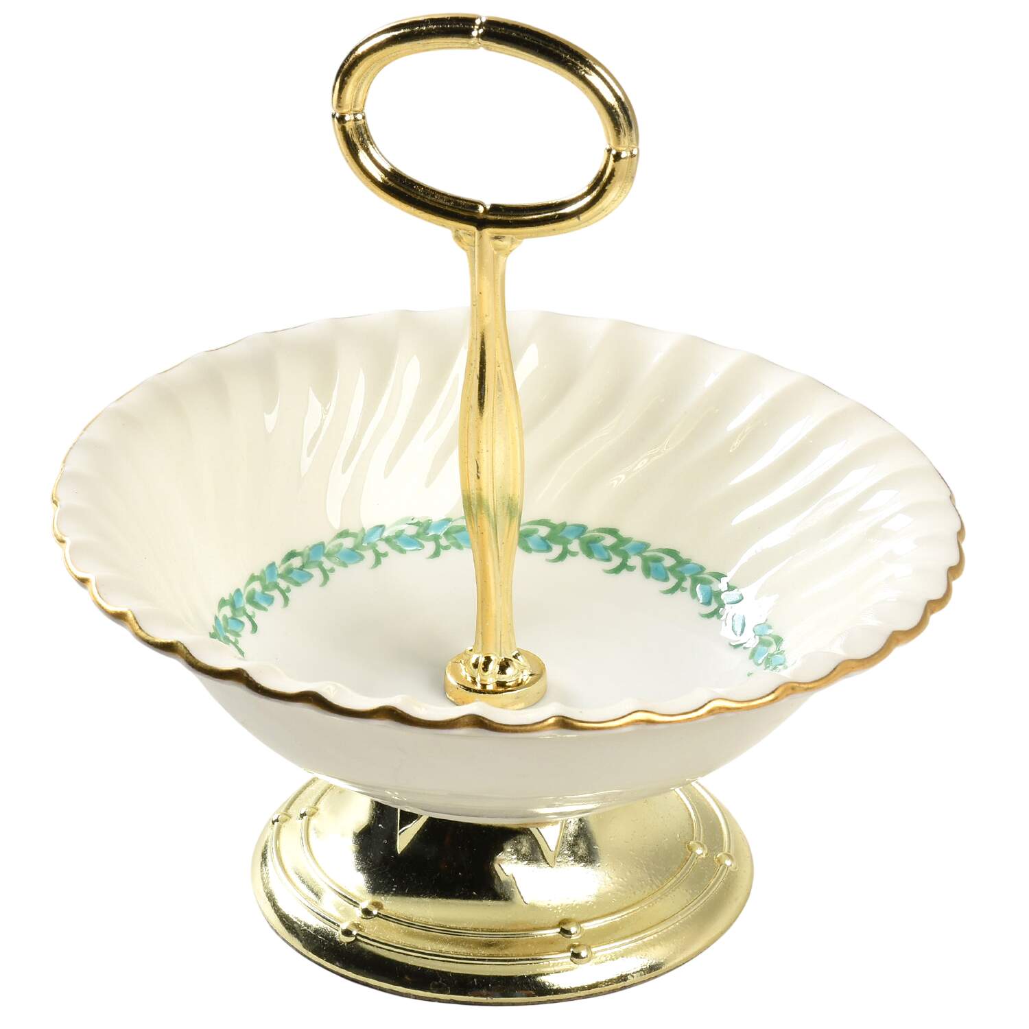 Lady Rodney (Cream Rim) 6"-7" Handled Footed Nut Dish HC by Minton-1