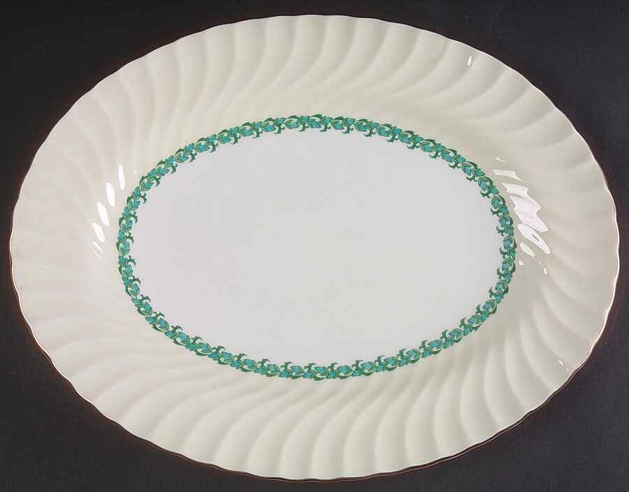 Lady Rodney (Cream Rim) 12" Oval Serving Platter by Minton-1
