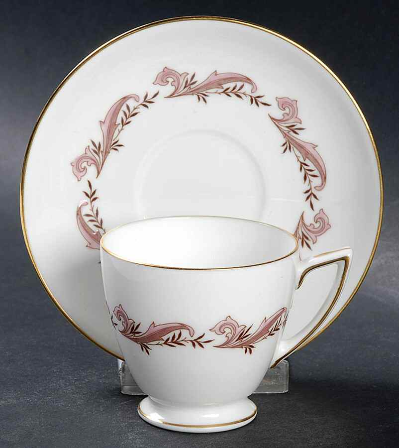 Laurentian Pink Footed Demitasse Cup & Saucer Set by Minton-1