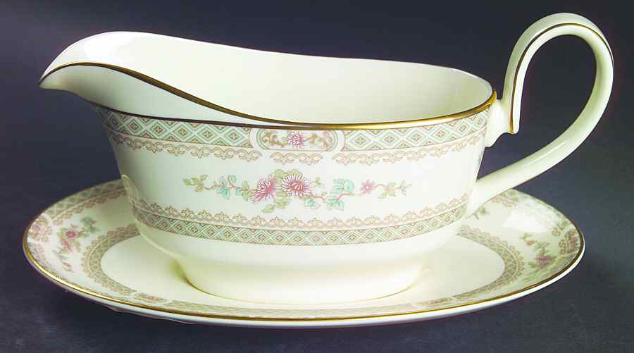 Legacy (Pink Flowers) Gravy Boat & Underplate by Minton-1