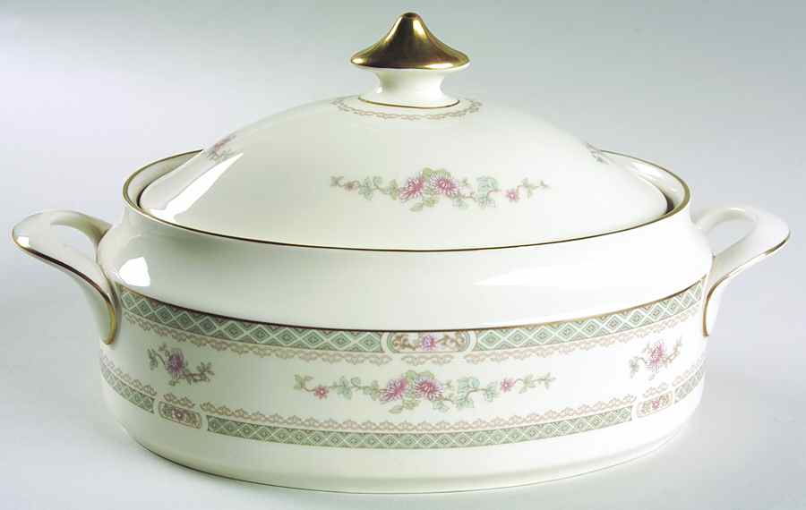 Legacy (Pink Flowers) Oval Covered Vegetable by Minton-1