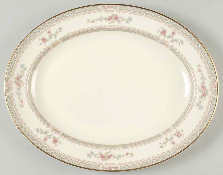 Legacy (Pink Flowers) 13" Oval Serving Platter by Minton-1