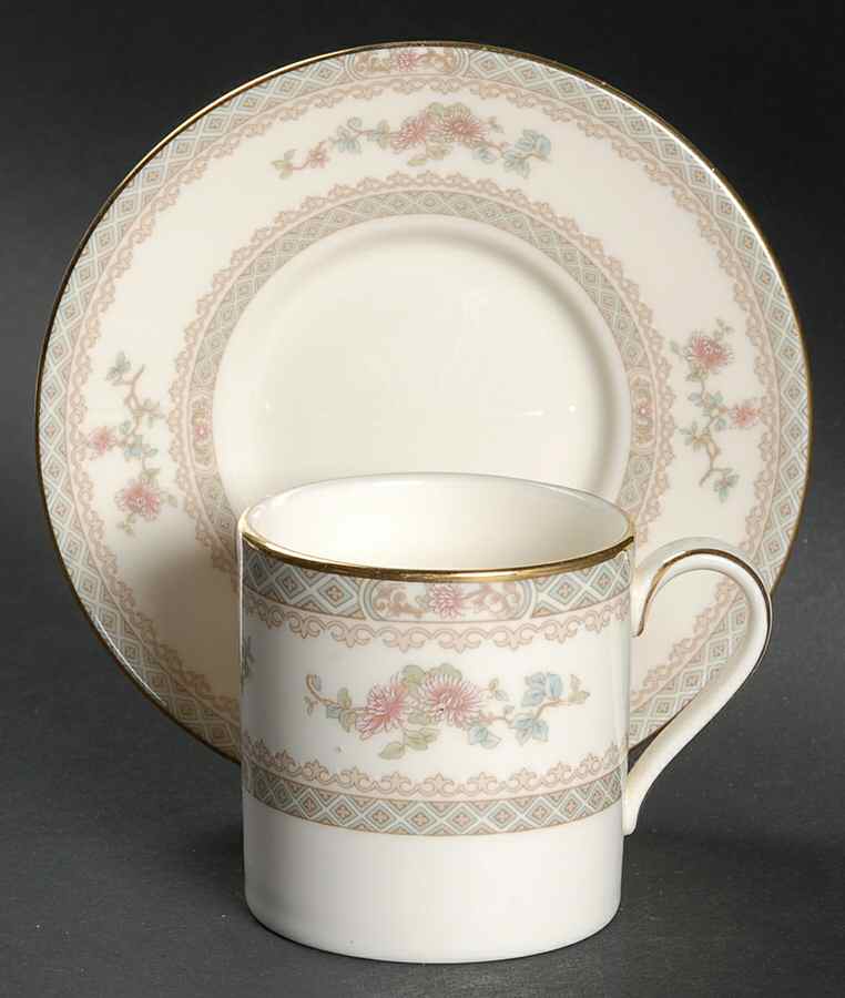 Legacy (Pink Flowers) Flat Demitasse Cup & Saucer Set by Minton-1