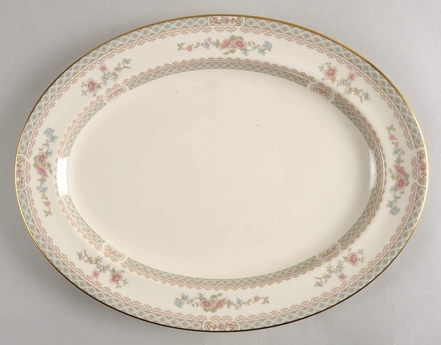 Legacy (Pink Flowers) 16" Oval Serving Platter by Minton-1