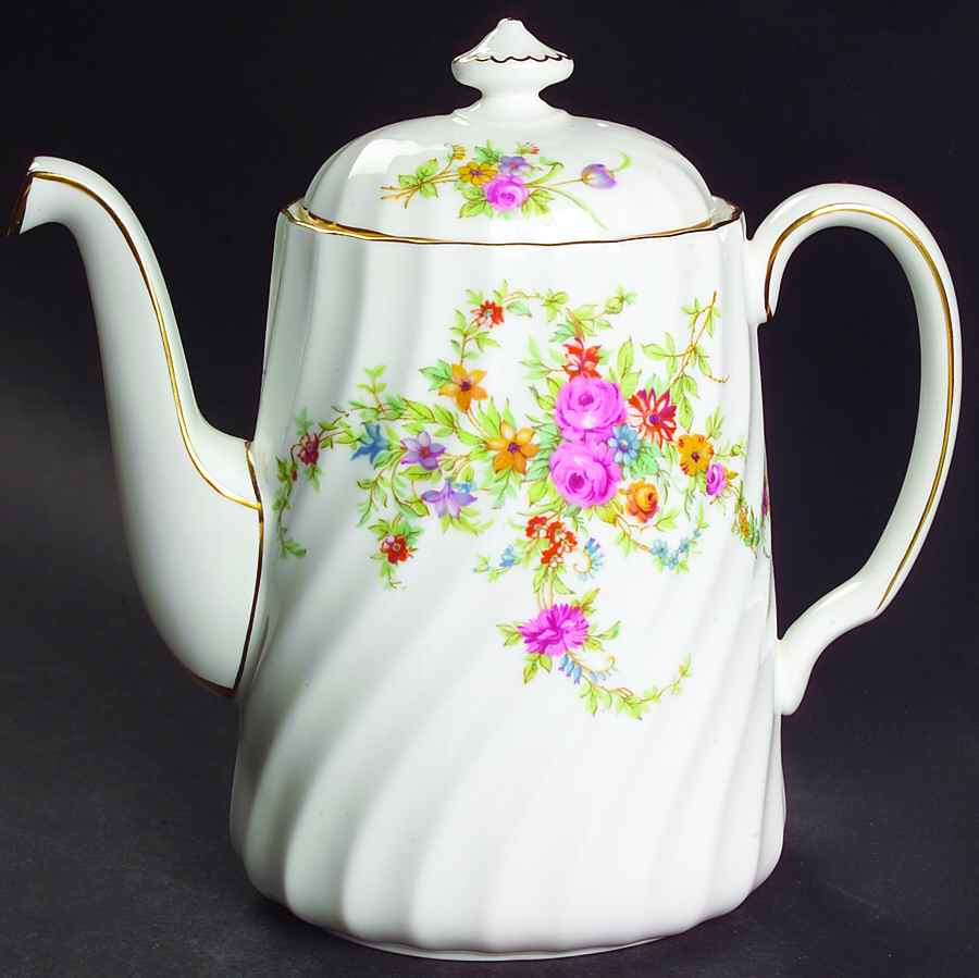 Lorraine (#S561, Cream Border) Mini Coffee Pot & Lid by Minton-1