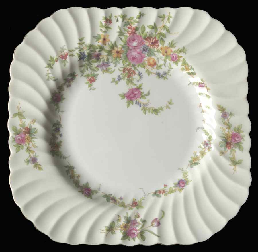 Lorraine (#S561, Cream Border) Square Luncheon Plate by Minton-1