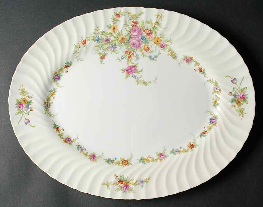 Lorraine (#S561, Cream Border) 15" Oval Serving Platter by Minton-1