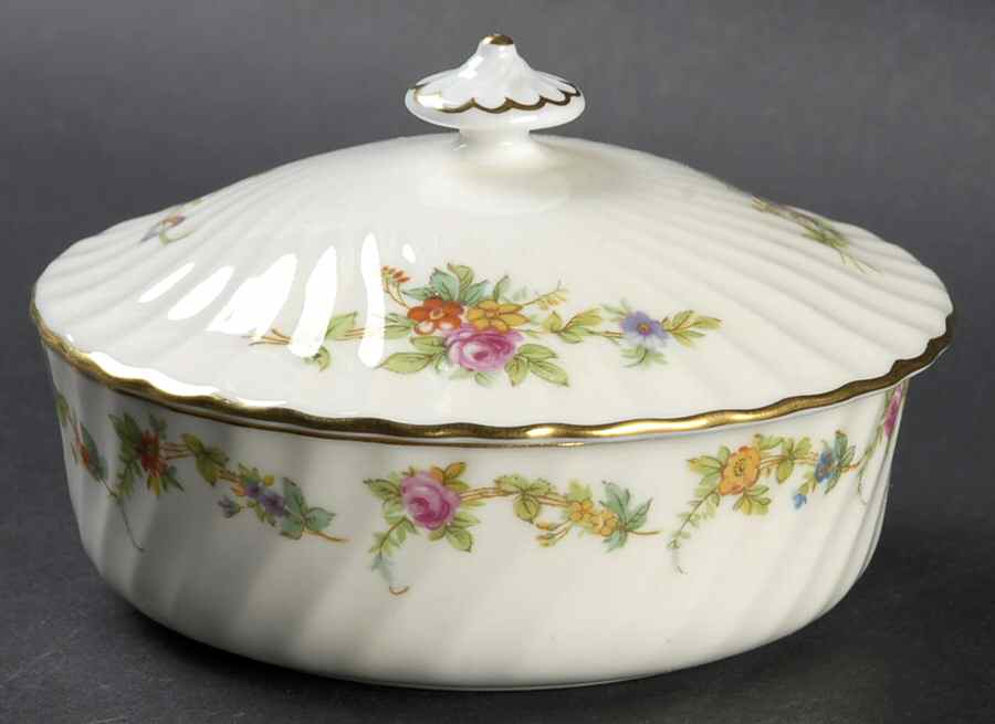 Lorraine (#S561, Cream Border) Round Box & Lid by Minton-1