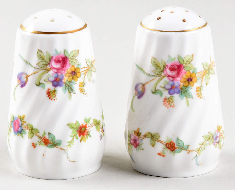 Lorraine (#S560, White Border) Salt & Pepper Set by Minton-1