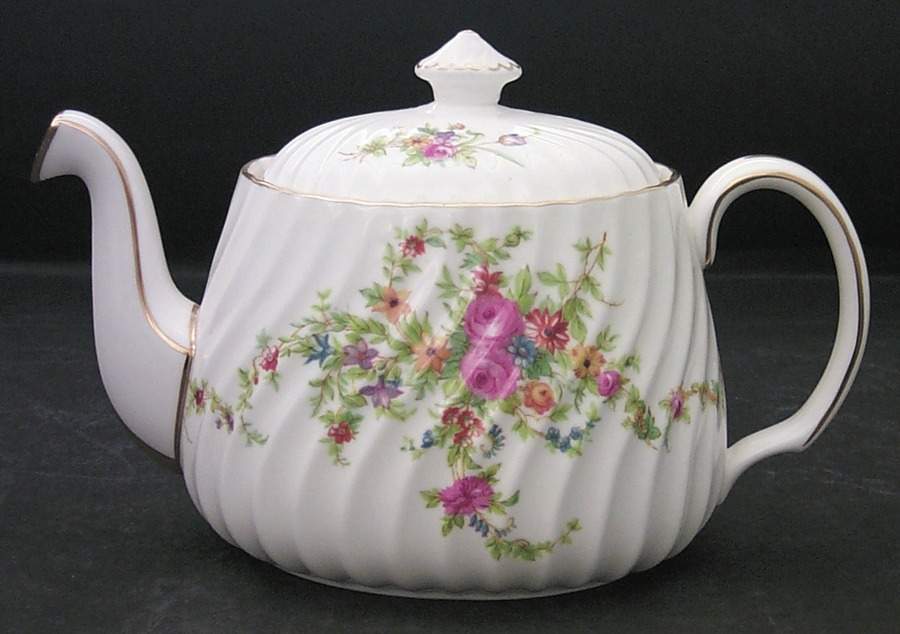 Lorraine (#S560, White Border) Small Teapot & Lid by Minton-1