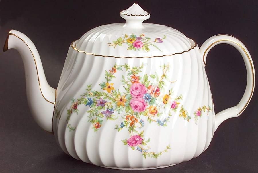Lorraine (#S560, White Border) Teapot & Lid by Minton-1