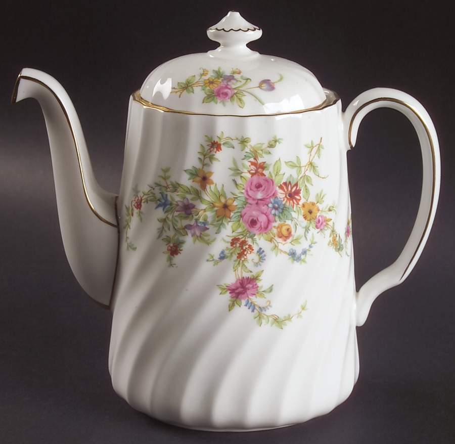 Lorraine (#S560, White Border) Mini Coffee Pot & Lid by Minton-1