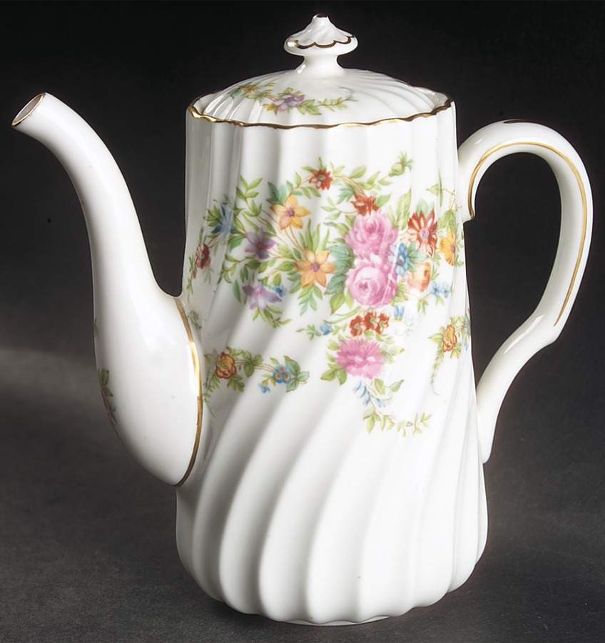 Lorraine (#S560, White Border) Individual Coffee Pot & Lid by Minton-1