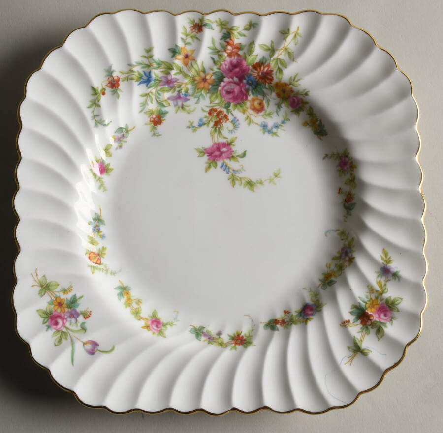 Lorraine (#S560, White Border) Square Luncheon Plate by Minton-1
