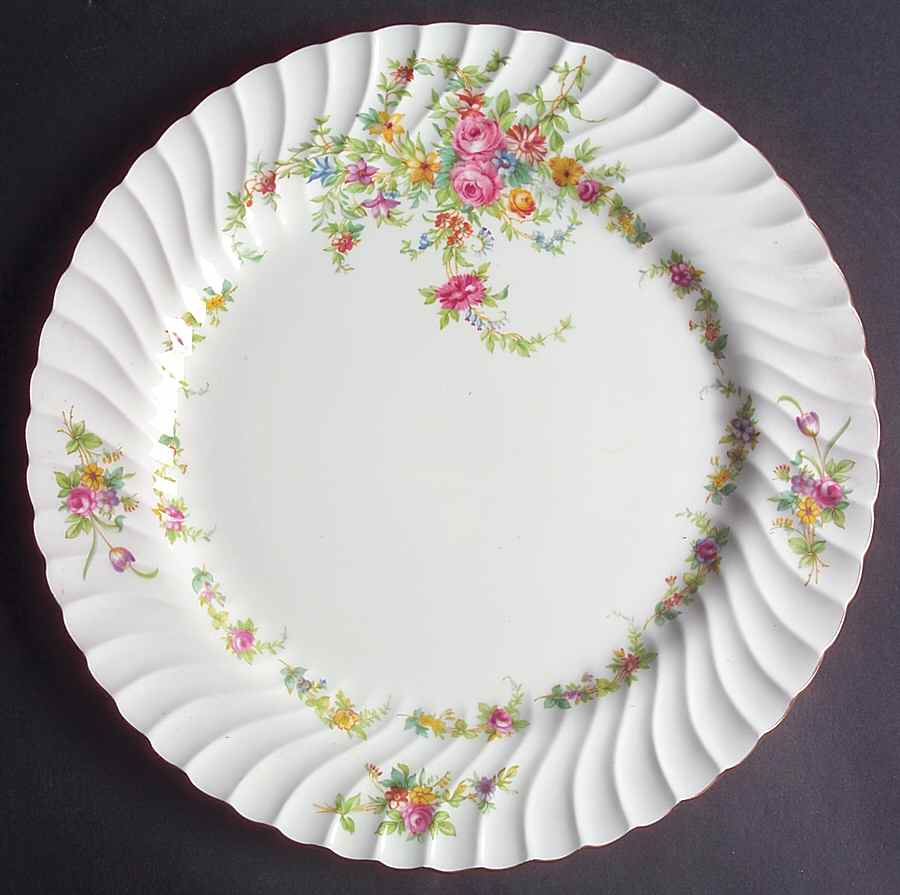 Lorraine (#S560, White Border) 12" Chop Plate (Round Platter) by Minton-1