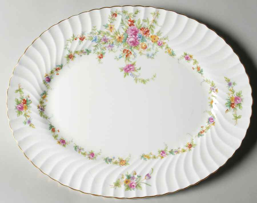 Lorraine (#S560, White Border) 15" Oval Serving Platter by Minton-1