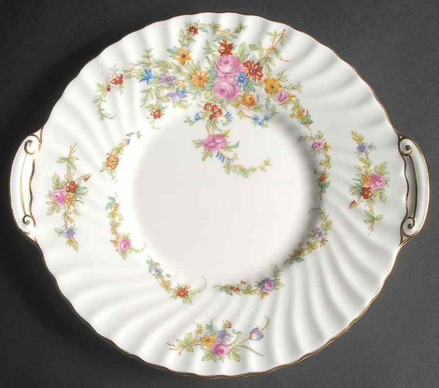 Lorraine (#S560, White Border) Handled Cake Plate by Minton-1