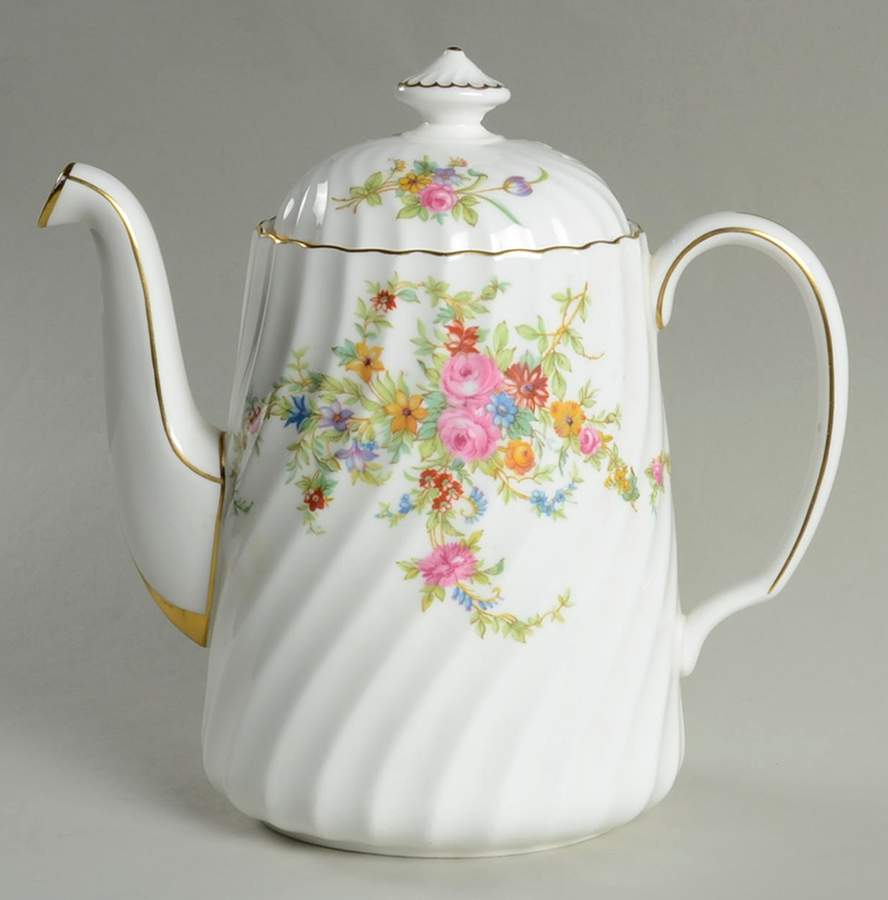 Lorraine (#S560, White Border) Coffee Pot & Lid by Minton-1