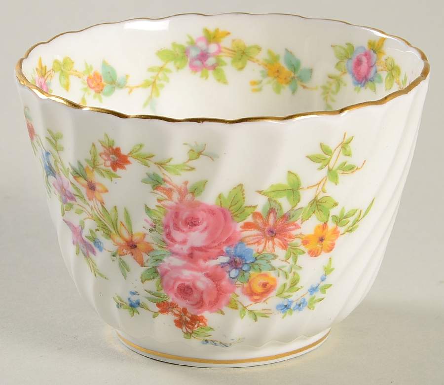 Lorraine (#S560, White Border) Mini Open Sugar Bowl by Minton-1