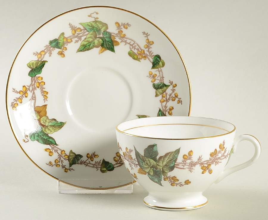 Lothian (Wreath Backstamp) Footed Cup & Saucer Set by Minton-1