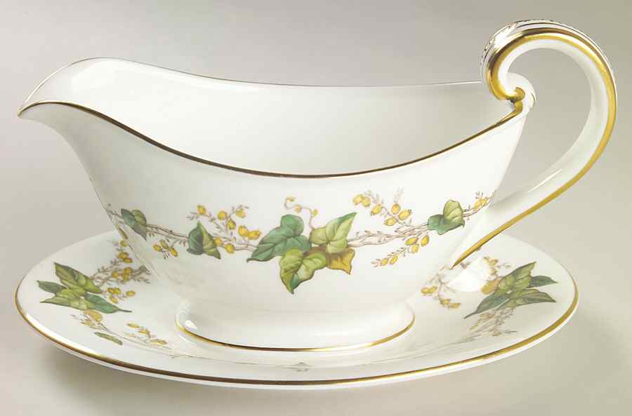 Lothian (Wreath Backstamp) Gravy Boat with Attached Underplate by Minton-1