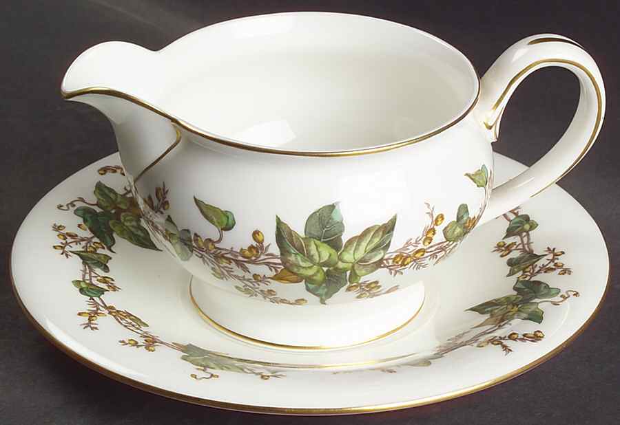 Lothian (Wreath Backstamp) Gravy Boat & Underplate by Minton-1