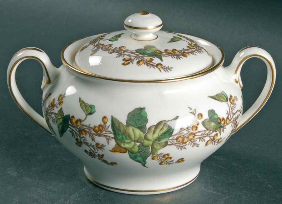 Lothian (Wreath Backstamp) Sugar Bowl & Lid by Minton-1